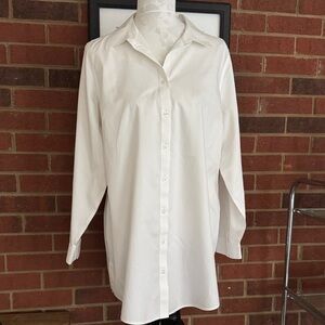Chico's No Iron White Button Down Long Sleeve Tunic
